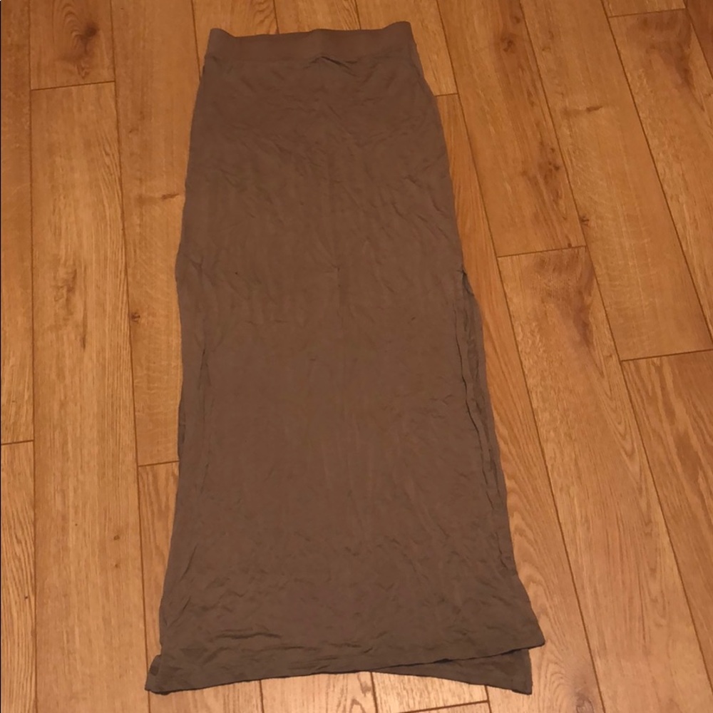Tan half slit maxi skirt